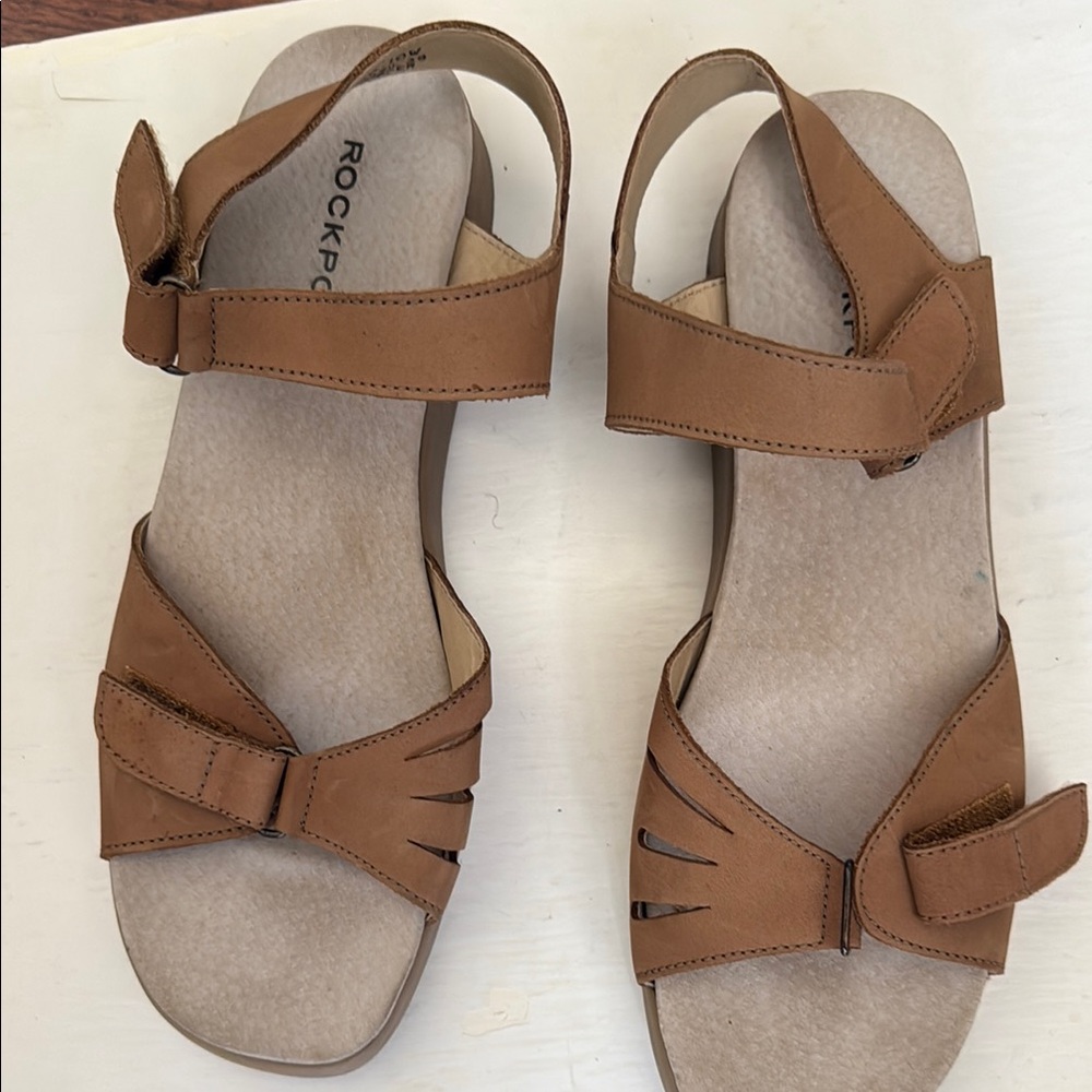 Rockport Tan Sandals with Knotted Strap Design